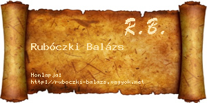 Rubóczki Balázs névjegykártya